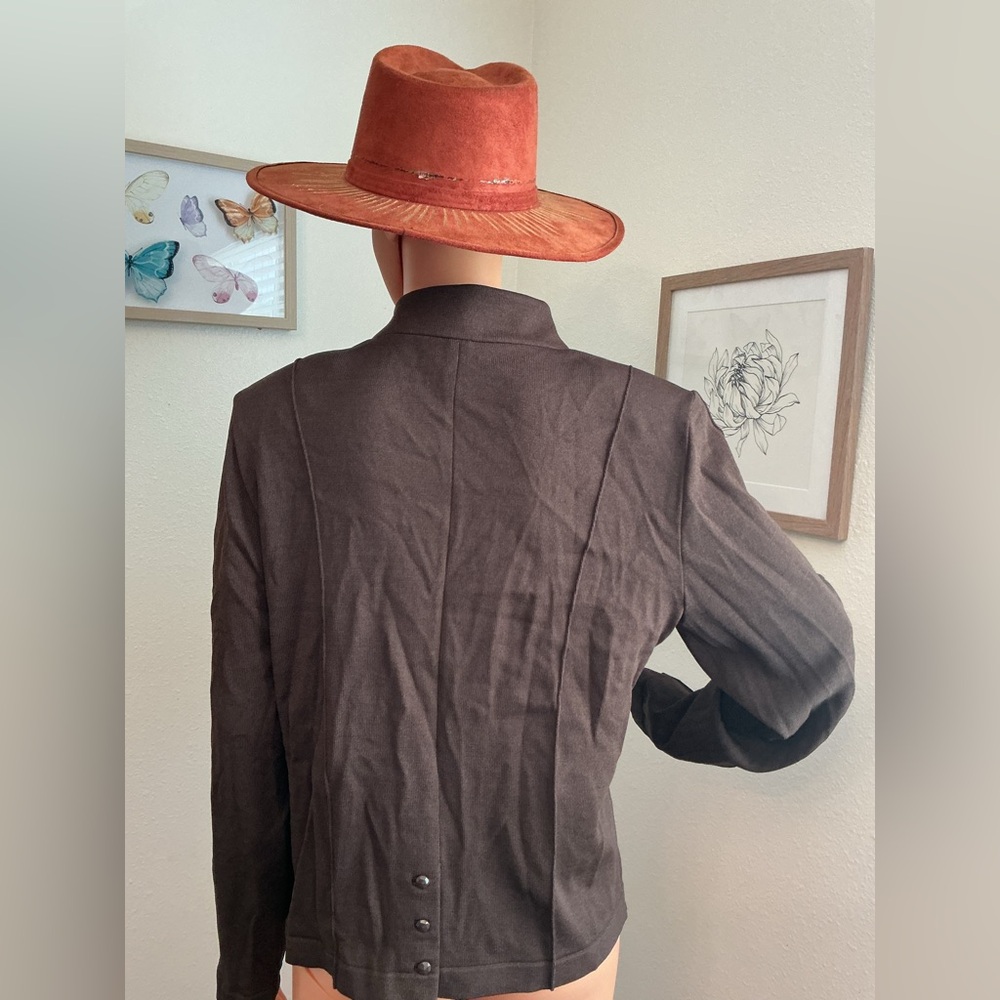 Due Per Due Espresso Button Front Cardigan Jacket L - Picture 3 of 8